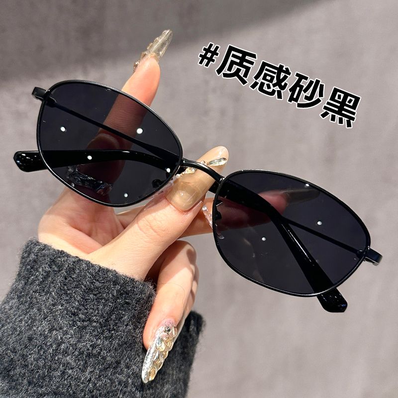 新款墨镜女ins防晒百搭防紫外线复古小椭圆框太阳镜显脸小出街潮 图片 5