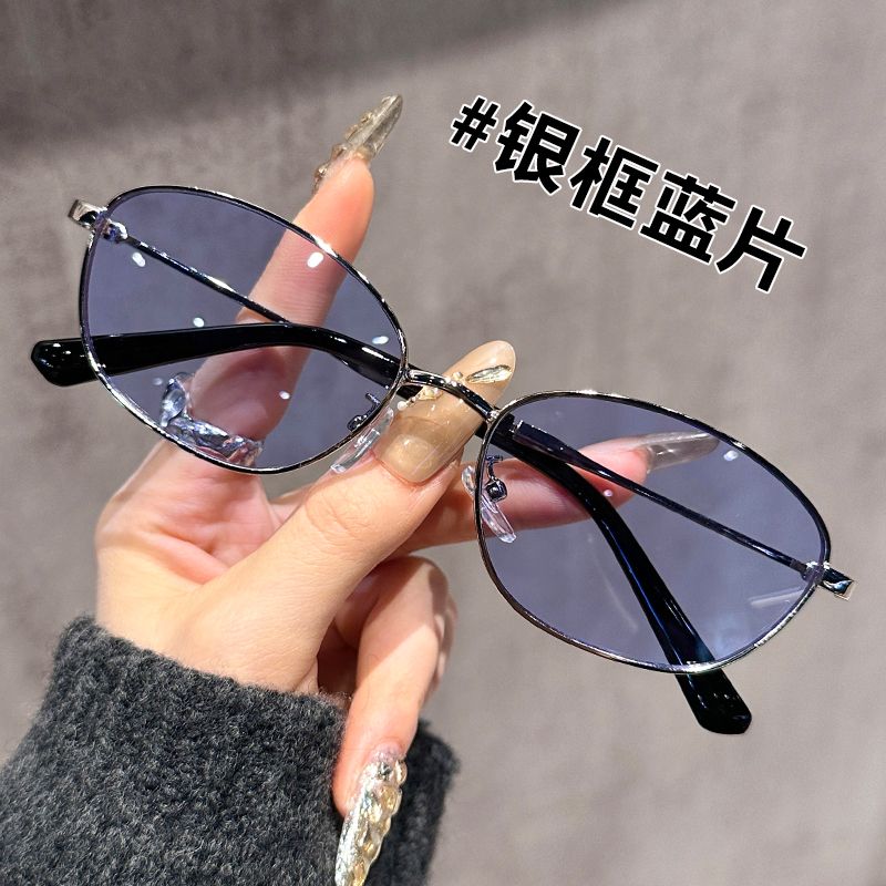 新款墨镜女ins防晒百搭防紫外线复古小椭圆框太阳镜显脸小出街潮 图片 3