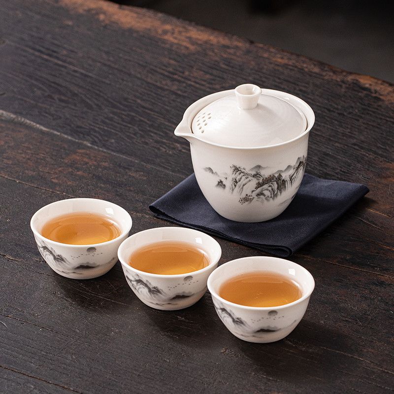 Set Outdoor Portable Camping Drinking Equipment Ceramic Quick Cup Office Travel Tea Brewing Pot_voghion.com