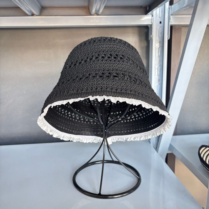 Hat Basin Hat Summer Thin Breathable Hollow Bucket Hat Knitted Sunscreen 2025 Lace Edge Hat_voghion.com