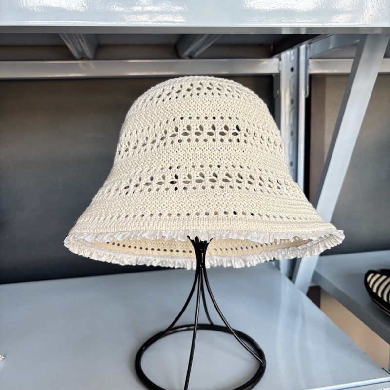 Hat Basin Hat Summer Thin Breathable Hollow Bucket Hat Knitted Sunscreen 2025 Lace Edge Hat_voghion.com