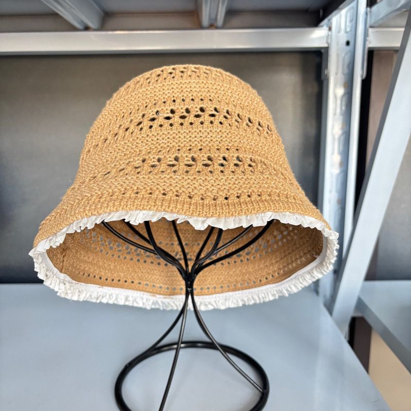 Hat Basin Hat Summer Thin Breathable Hollow Bucket Hat Knitted Sunscreen 2025 Lace Edge Hat_voghion.com