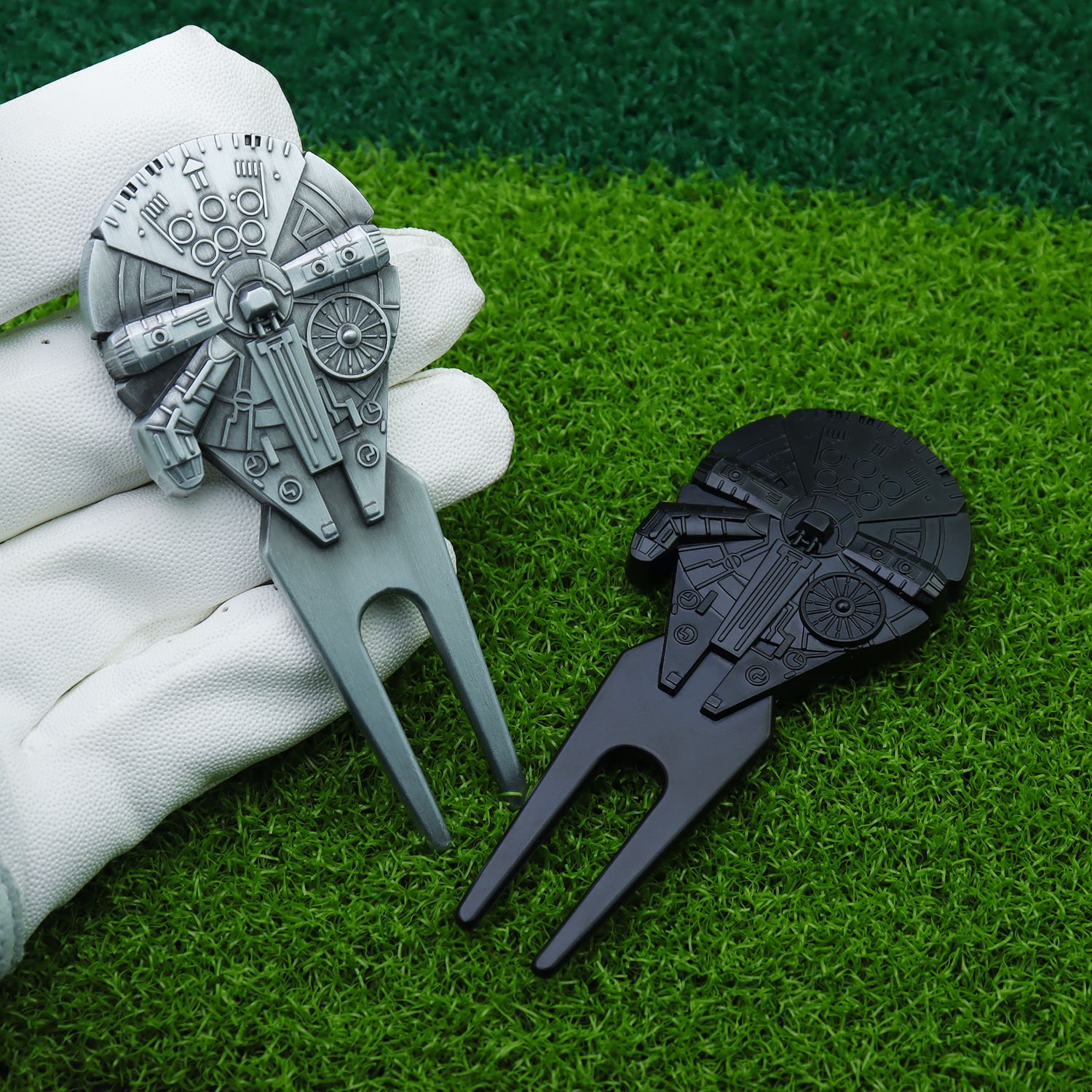 metal Fork/grass Repair Tool Golf Divot Tool Creative Star Wars Spacecraft Pitch Fork_voghion.com