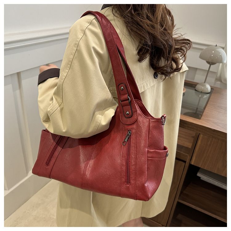 2025 New Fashion Texture Large Capacity Handheld Tote Commuting Versatile Single Shoulder Crossbody Women's Bag_voghion.com