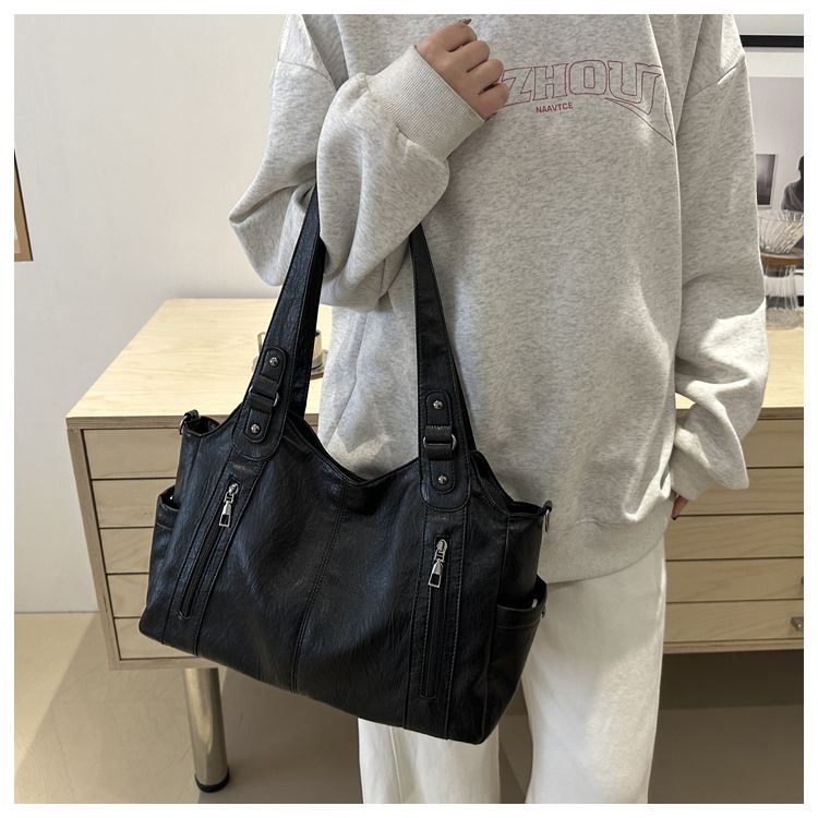 2025 New Fashion Texture Large Capacity Handheld Tote Commuting Versatile Single Shoulder Crossbody Women's Bag_voghion.com