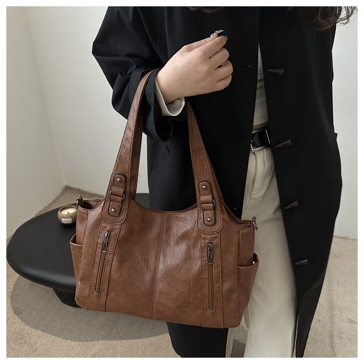 2025 New Fashion Texture Large Capacity Handheld Tote Commuting Versatile Single Shoulder Crossbody Women's Bag_voghion.com