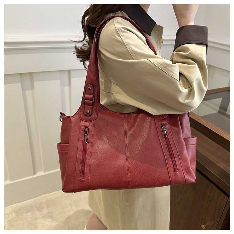 2025 New Fashion Texture Large Capacity Handheld Tote Commuting Versatile Single Shoulder Crossbody Women's Bag_voghion.com