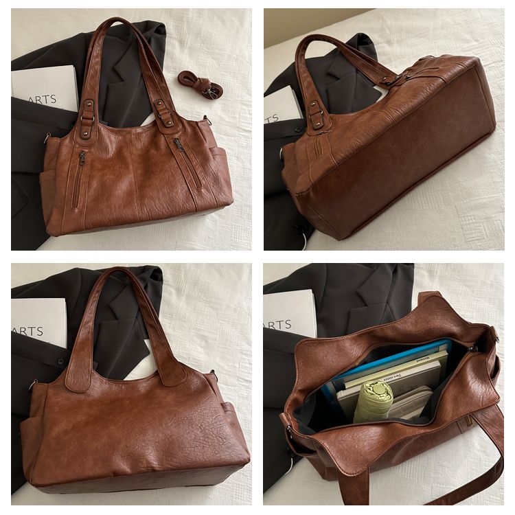2025 New Fashion Texture Large Capacity Handheld Tote Commuting Versatile Single Shoulder Crossbody Women's Bag_voghion.com