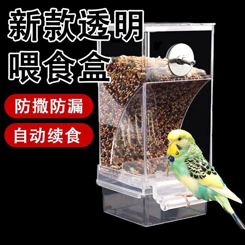 鹦鹉自动喂食器新款鸟粮防溅鸟食盒透明下料器玄风食碗多用喂鸟器