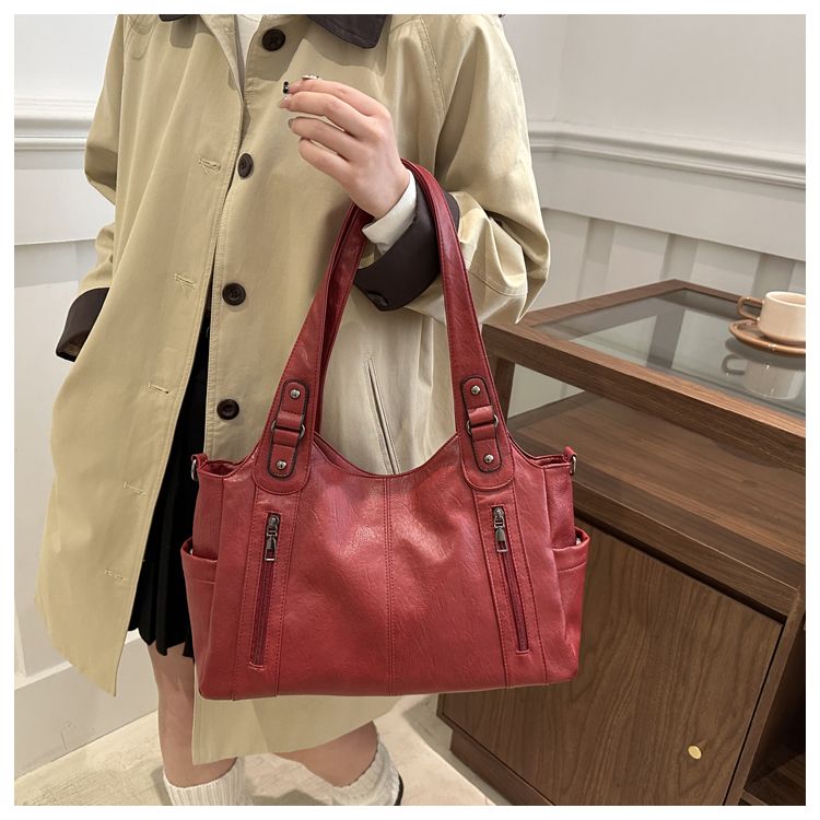 2025 New Fashion Texture Large Capacity Handheld Tote Commuting Versatile Single Shoulder Crossbody Women's Bag_voghion.com