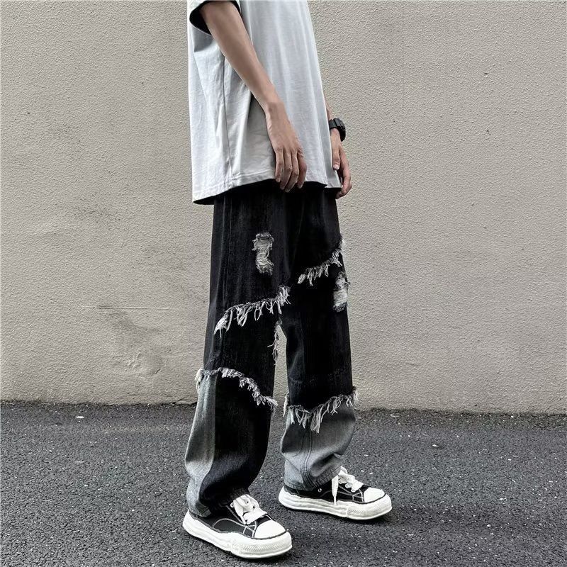 American Jeans Men's And Women's Vibe High Street Trendy Brand Stars Niche Design Sense Loose Straight Wide-leg Pants_mkmklike.com