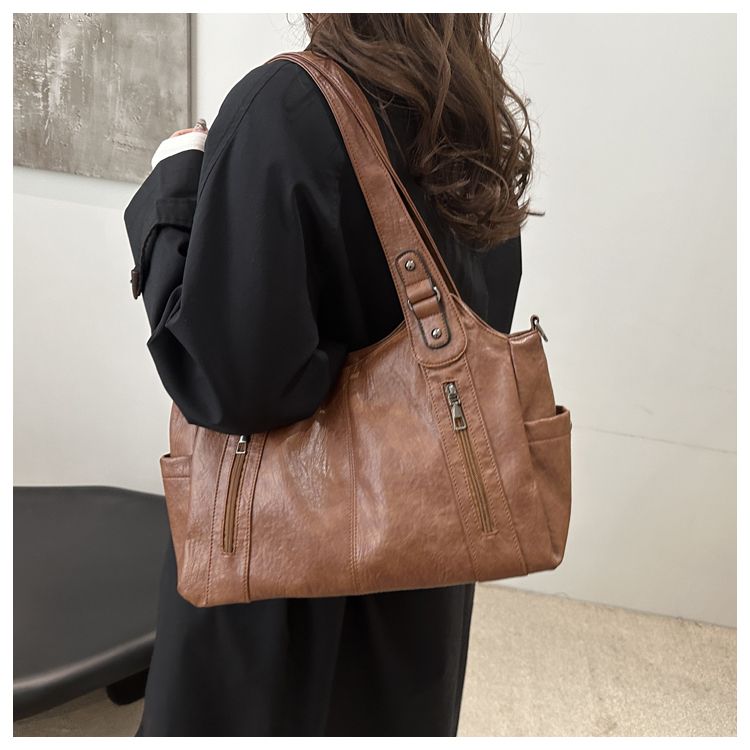 2025 New Fashion Texture Large Capacity Handheld Tote Commuting Versatile Single Shoulder Crossbody Women's Bag_voghion.com