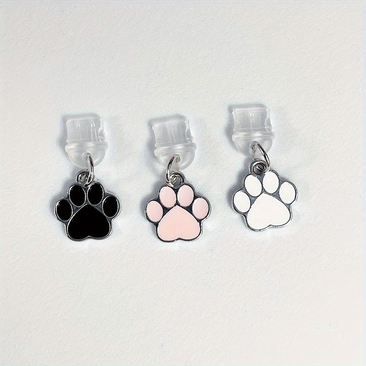 Metal Paw Black Phone White Cat Dustproof Pendant Plug Type-C Charging_voghion.com