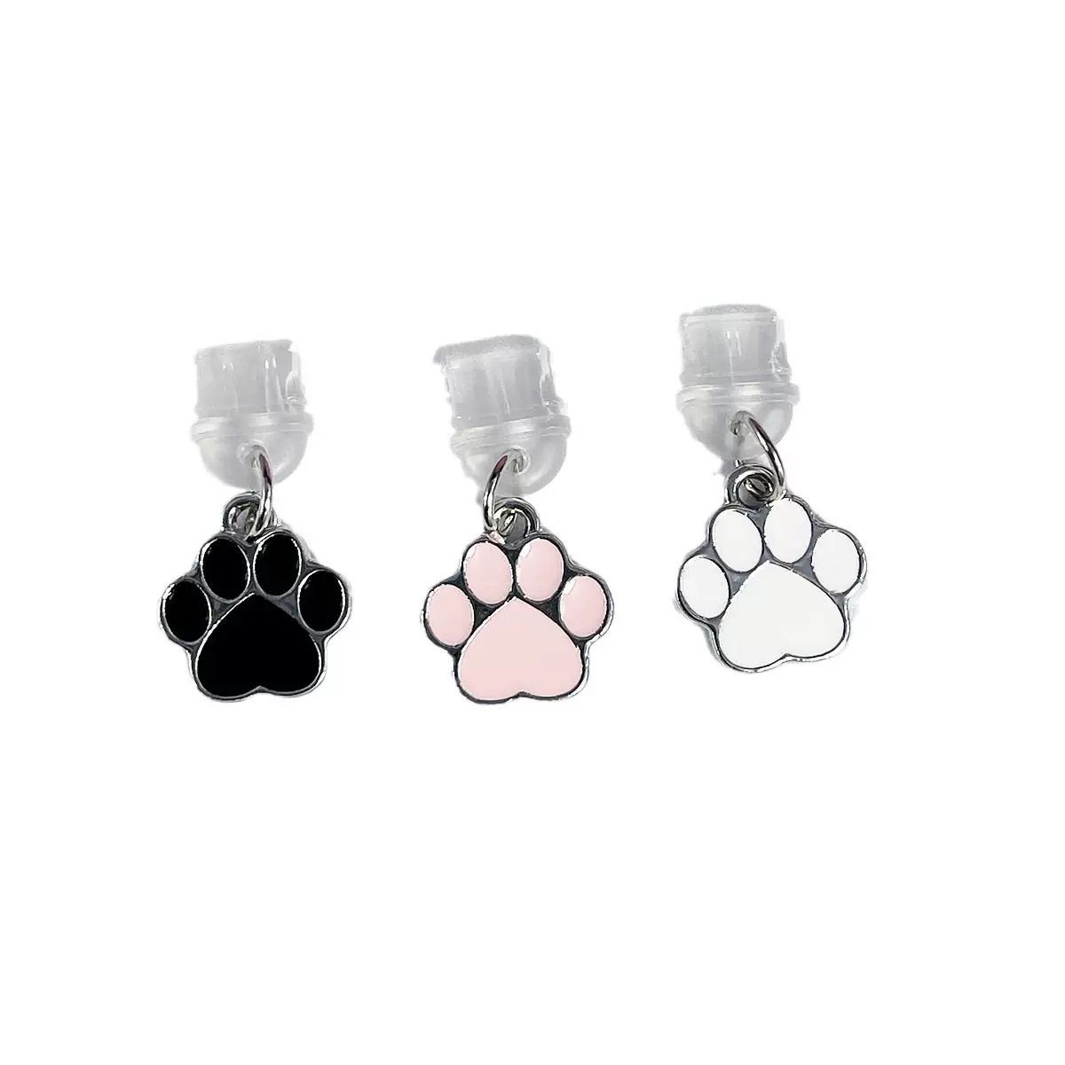 Metal Paw Black Phone White Cat Dustproof Pendant Plug Type-C Charging_voghion.com