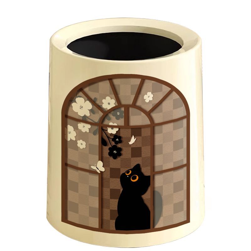 Gato de estilo chinês criativo doméstico grande capacidade sala de estar cozinha banheiro lata de lixo interna e externa dupla lixeira_voghion.com