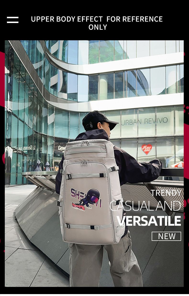 Ski Backpack Double Shoulder Snowboard Dry Wet Separation Mountaineering Sports Fitness Large Capacity Snowshoe Trendy_voghion.com