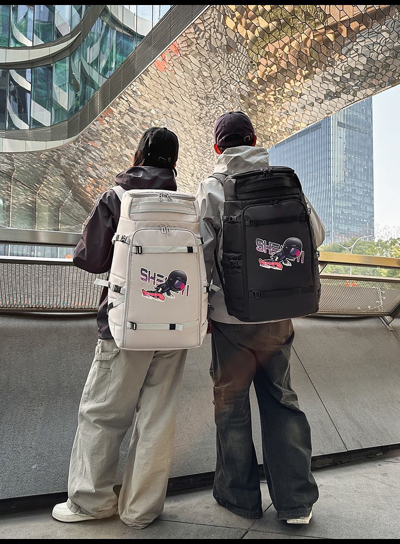 Ski Backpack Double Shoulder Snowboard Dry Wet Separation Mountaineering Sports Fitness Large Capacity Snowshoe Trendy_voghion.com