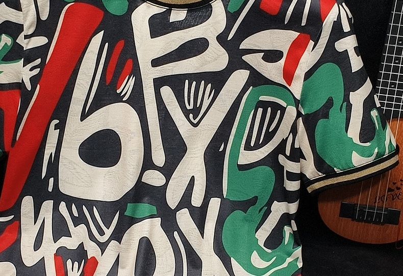 2025 Summer New Trendy Brand Personalized Printing Short-sleeved T-shirt Men's Color Round Neck Versatile Half-sleeve_viptrois.com