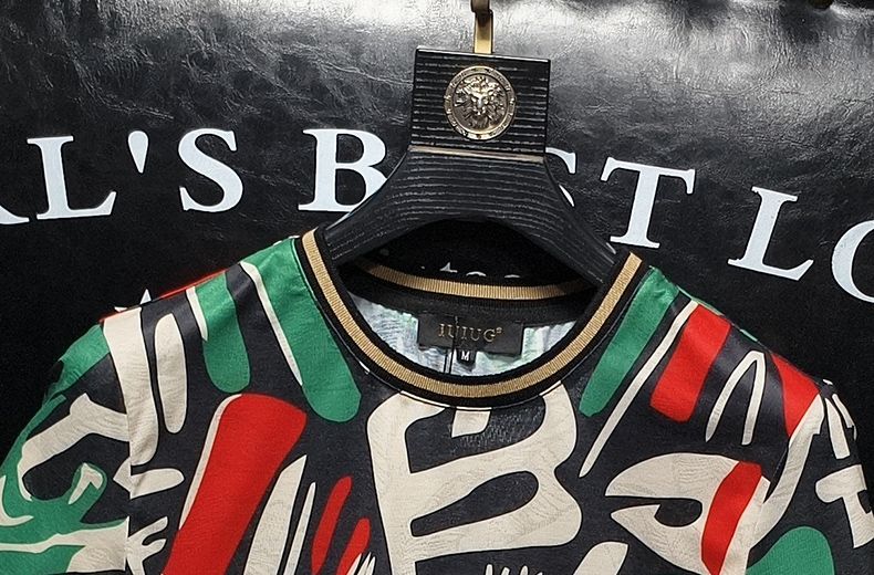 2025 Summer New Trendy Brand Personalized Printing Short-sleeved T-shirt Men's Color Round Neck Versatile Half-sleeve_viptrois.com