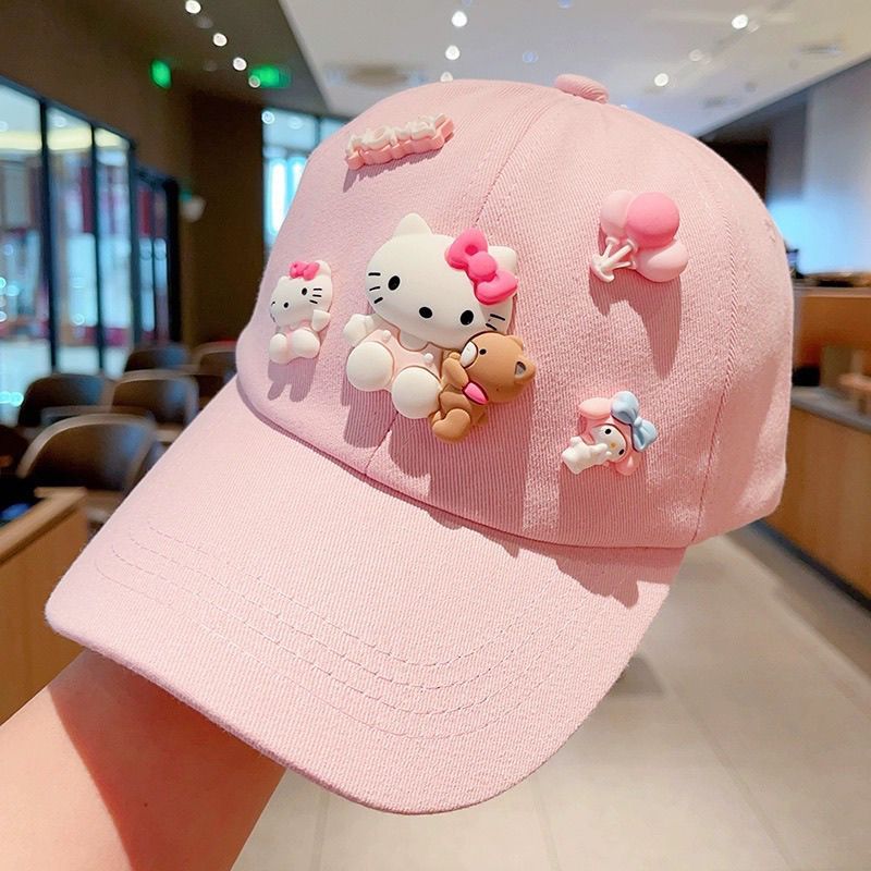 儿童帽子2025春秋季女童卡通kt猫百搭棒球帽小女孩防晒遮阳鸭舌帽