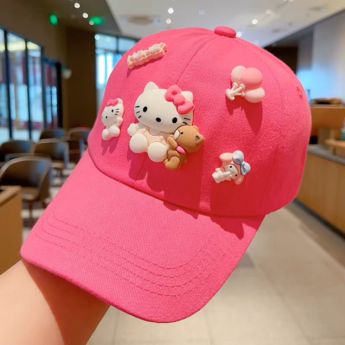 儿童帽子2025春秋季女童卡通kt猫百搭棒球帽小女孩防晒遮阳鸭舌帽