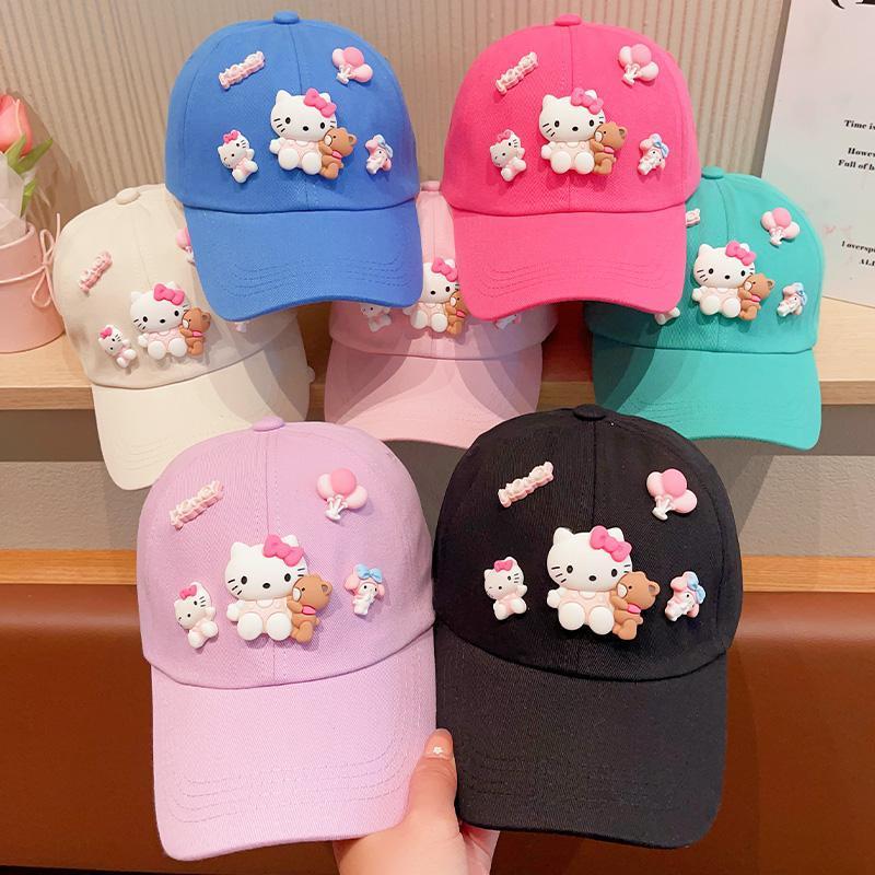 儿童帽子2025春秋季女童卡通kt猫百搭棒球帽小女孩防晒遮阳鸭舌帽