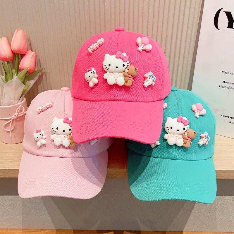 儿童帽子2025春秋季女童卡通kt猫百搭棒球帽小女孩防晒遮阳鸭舌帽