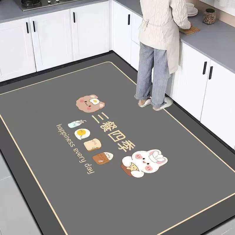 硅藻泥厨房专用地垫简约吸水防滑防油耐脏家用大面积满铺定制地毯