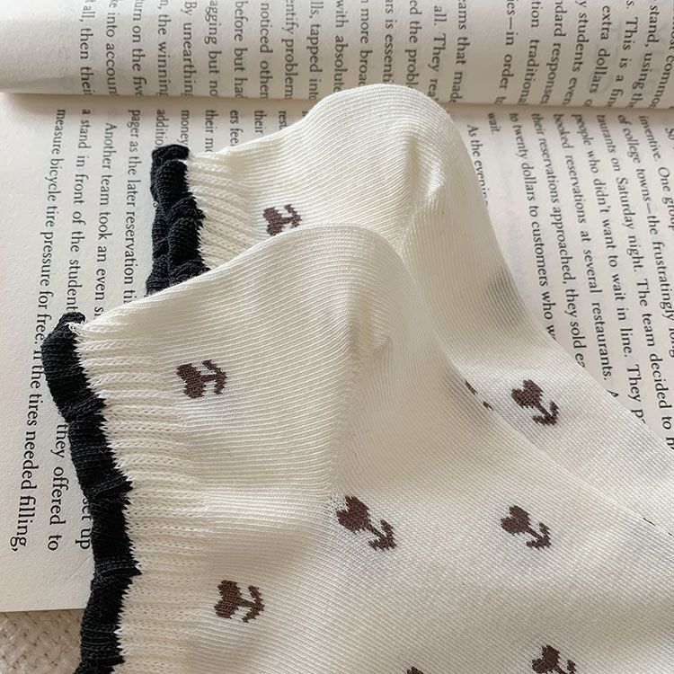 Cute Lace Ankle Socks For Women Combed Cotton Breathable Design_voghion.com