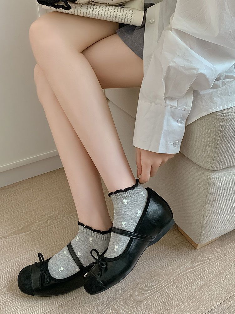 Cute Lace Ankle Socks For Women Combed Cotton Breathable Design_voghion.com