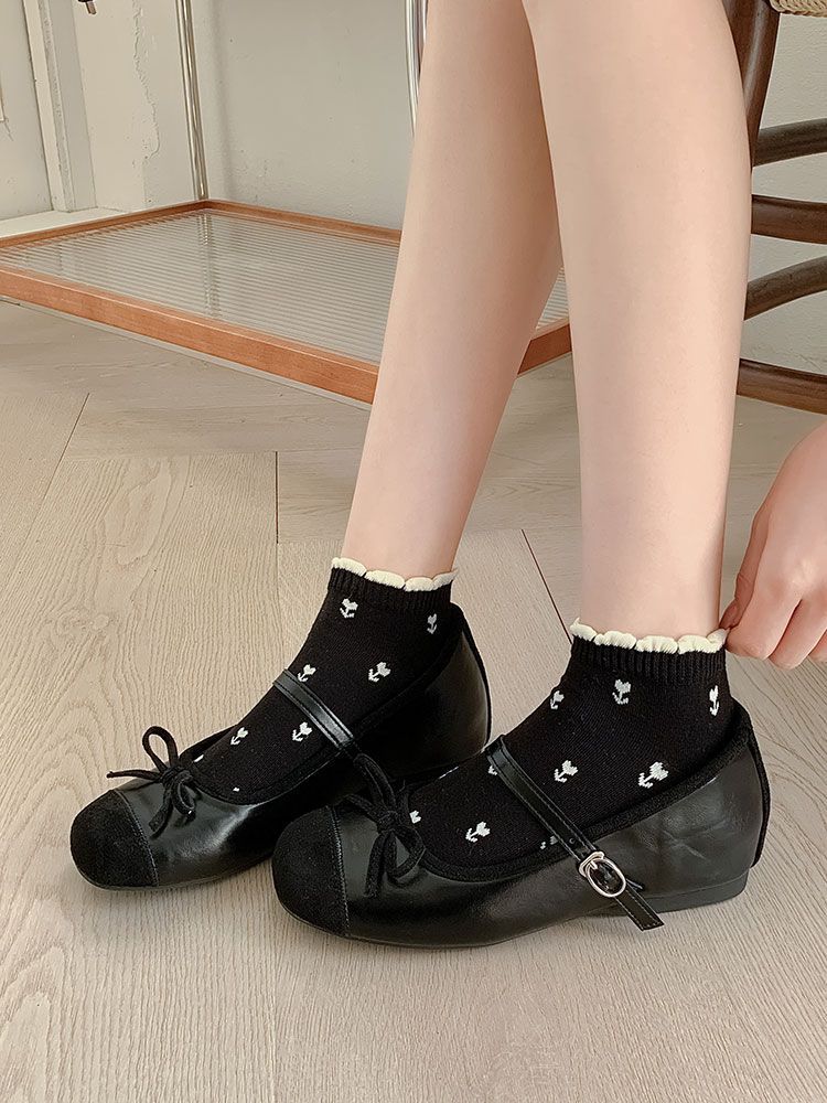 Cute Lace Ankle Socks For Women Combed Cotton Breathable Design_voghion.com