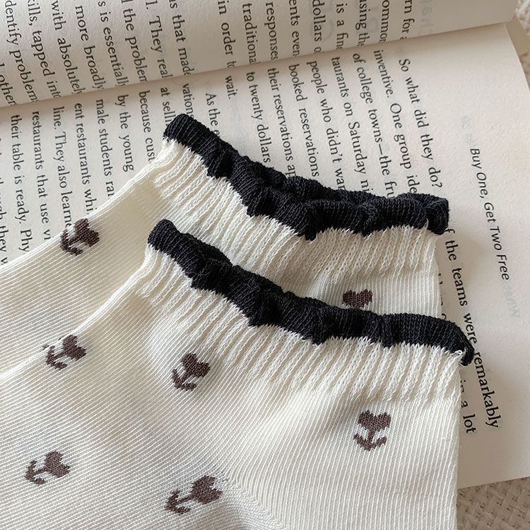 Cute Lace Ankle Socks For Women Combed Cotton Breathable Design_voghion.com