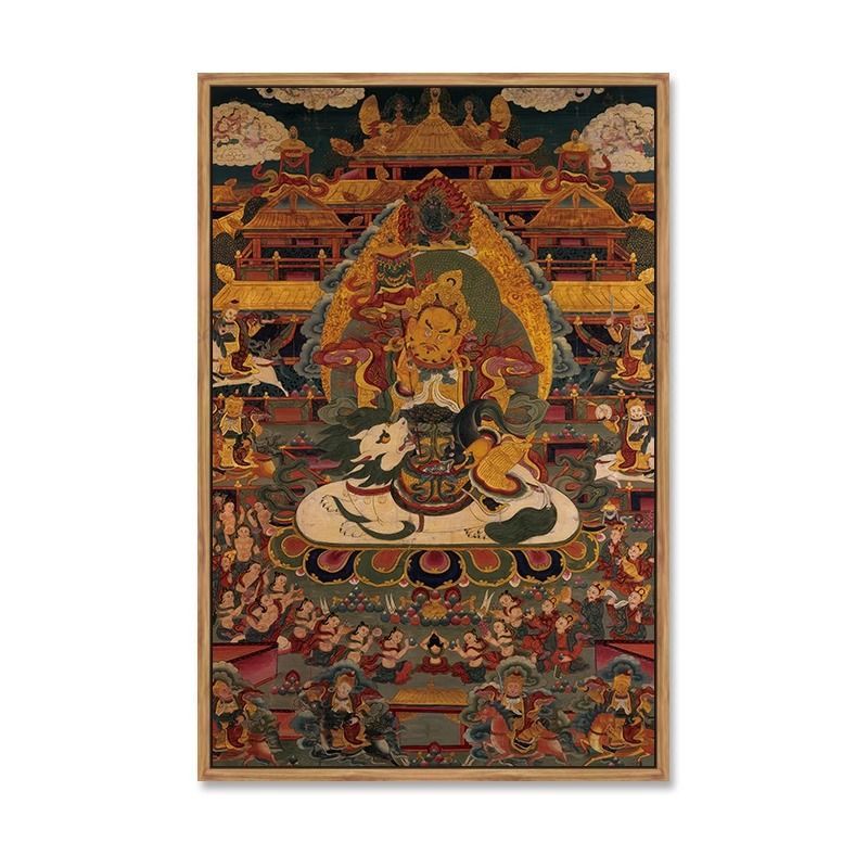 唐卡装饰画佛像八方财神客厅天王画像佛堂中式壁画中堂玄关挂画 5