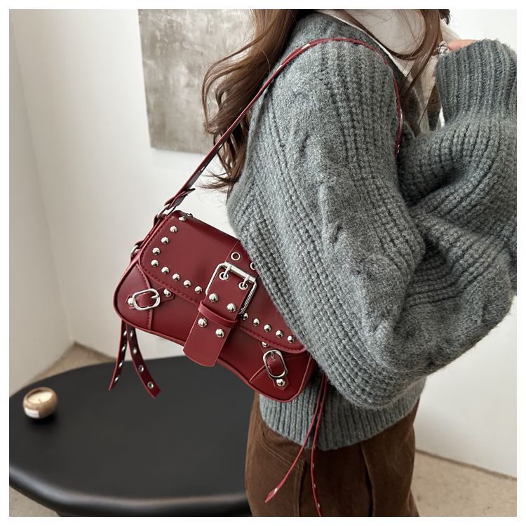 Borsa a spalla con borchie da donna, elegante borsa punk_voghion.com