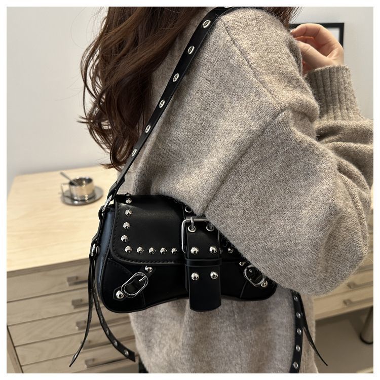Borsa a spalla con borchie da donna, elegante borsa punk_voghion.com