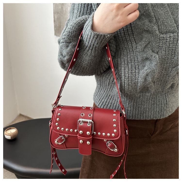 Borsa a spalla con borchie da donna, elegante borsa punk_voghion.com