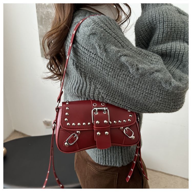 Borsa a spalla con borchie da donna, elegante borsa punk_voghion.com