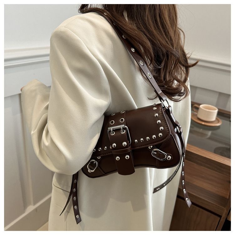 Borsa a spalla con borchie da donna, elegante borsa punk_voghion.com