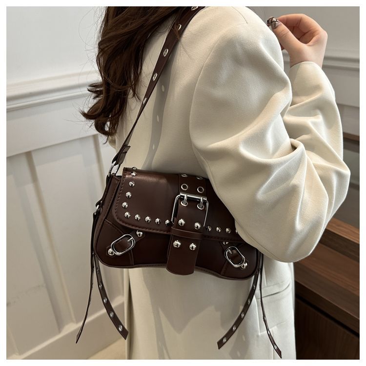 Borsa a spalla con borchie da donna, elegante borsa punk_voghion.com