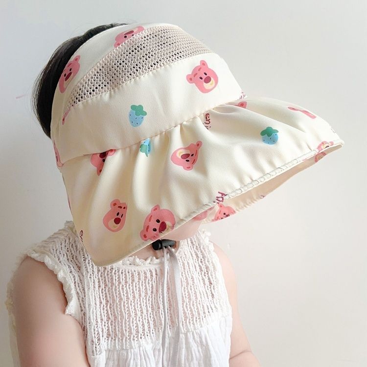 婴儿遮阳帽女童防紫外线空顶帽男宝宝帽子遮脸太阳帽大帽檐防晒帽