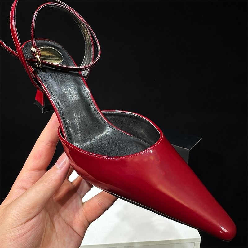 2025 High Heels Square Spring Shallow Mouth Backless New Pointed Toe Sexy Black Satin Women's Shoes Sandals_voghion.com
