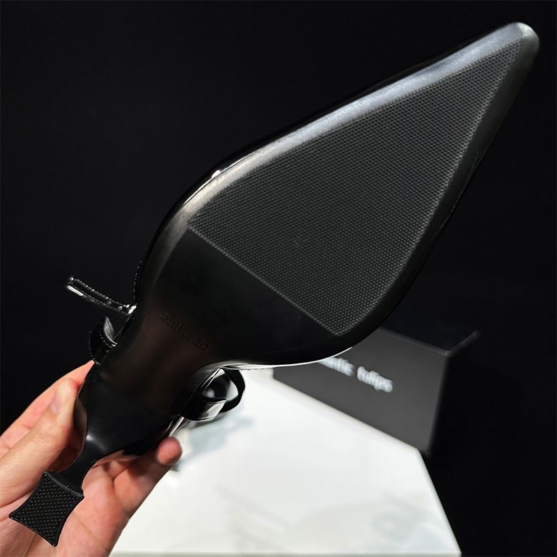 2025 High Heels Square Spring Shallow Mouth Backless New Pointed Toe Sexy Black Satin Women's Shoes Sandals_voghion.com