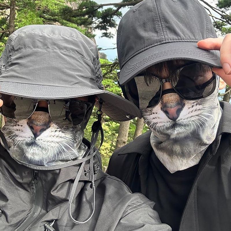 Funny Animal Cat Dog Mask Summer Motorcycle UV Neck Guard Sun Protection Riding Face Towel_voghion.com