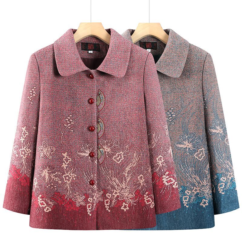 新中式老年人薄款外套老年人衣服中老年女装春秋款
