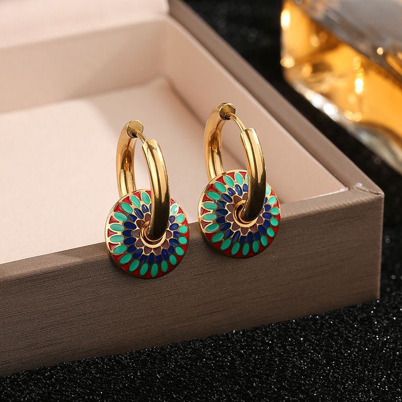 Set olieverf sieraden met oorbellen en ketting vintage stijl_voghion.com