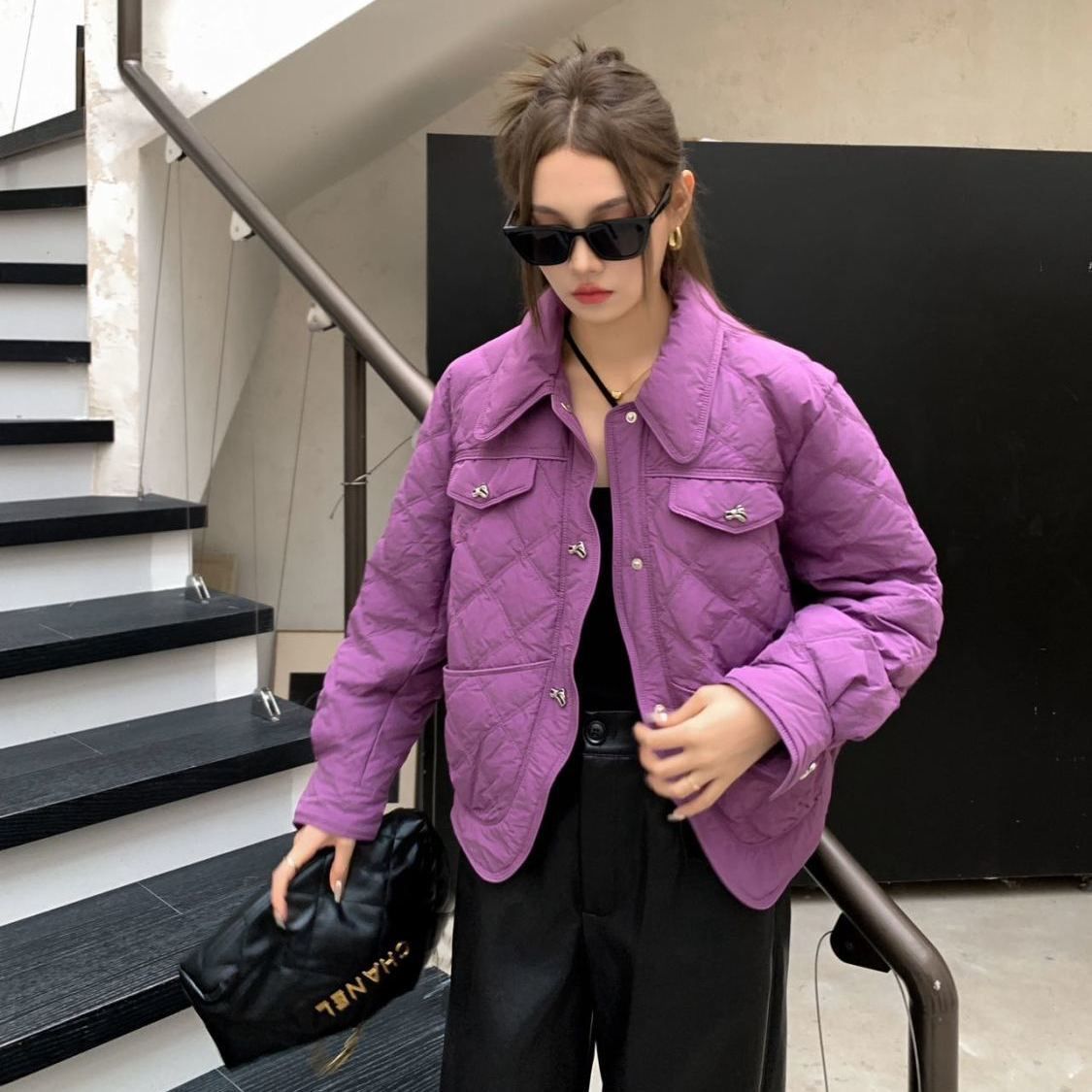 新款国标翻领小香风轻薄冬季气质短款爆款羽绒服鸭绒外套时尚潮流