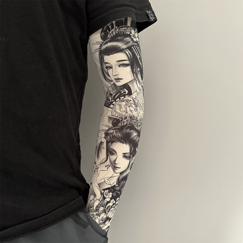 Men Summer Ice Silk Sun Outdoor Driving Sunshade UV Protection Tattoo Arm Sleeves For Women_voghion.com
