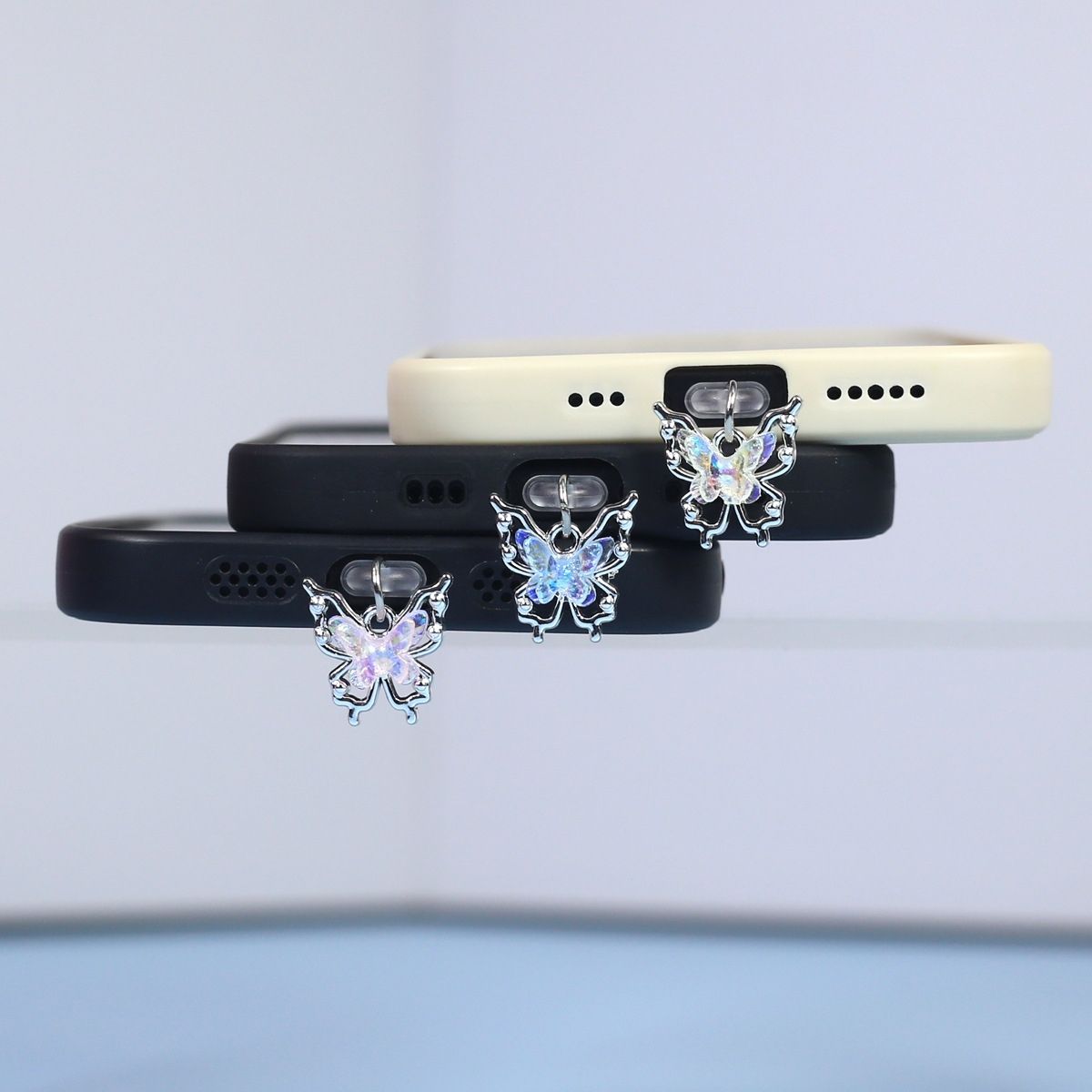 Trendy 3D Butterfly Phone Dust Plug Charging Port Dustproof Pendant For Type-C Universal_voghion.com
