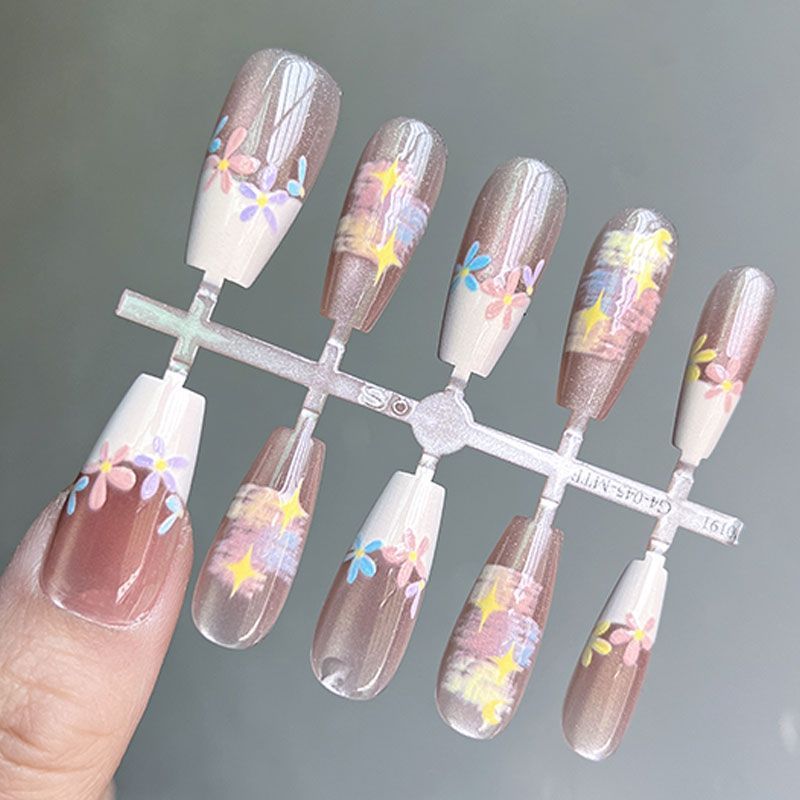 Monet Garden Cat Eye Kurz Abnehmbar Neu Aufhellung Fertig High-End Art Nagelspitzen Tragbare Aufkleber Vorgefertigt_voghion.com