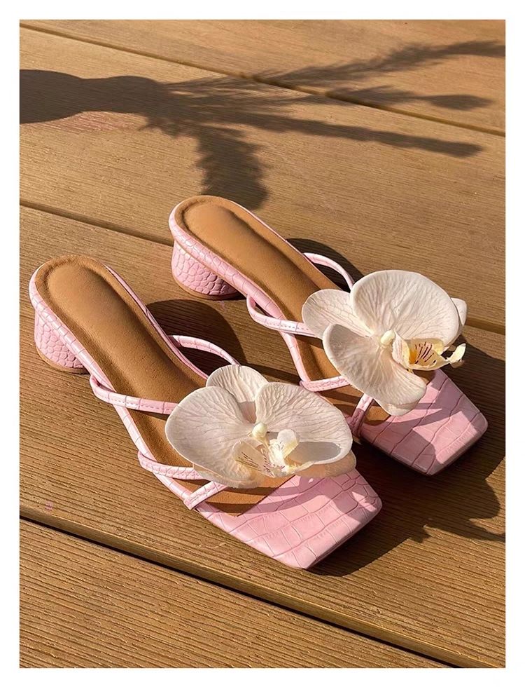 Atmosfera Vacanza Farfalla Orchidea Fibbia Scarpa Fiore Viaggio Spiaggia Foto Sandalo Accessorio Super Fata Ciabatte_voghion.com